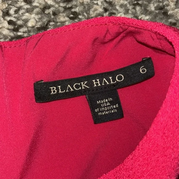 Gorgeous red black halo dress size 6 ruffled one shoulder - Picture 4 of 5